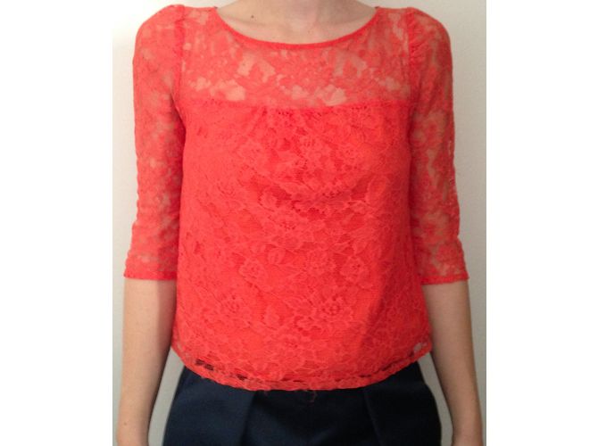 Autre Marque Kookai Spitzen Top Orange Polyamid Größe 36 - Ansicht 3