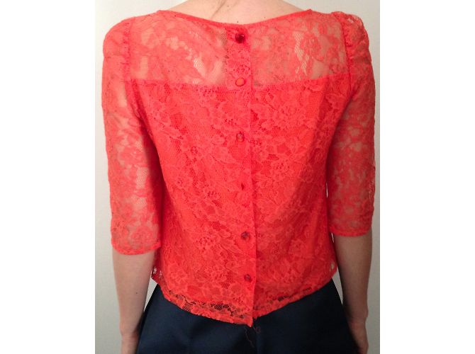 Autre Marque Kookai Spitzen Top Orange Polyamid Größe 36 - Ansicht 4