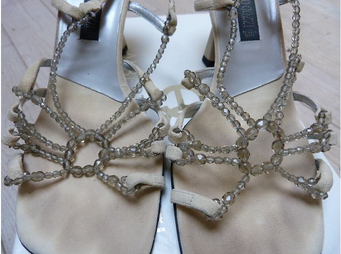 Autre Marque Sandali Alberto Gozzi in pelle beige con perle - vista 7
