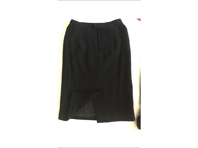 Autre Marque Falda Elia G de lana negra rizada talla 38 Negro - vista 2