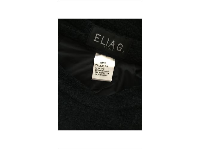 Autre Marque Falda Elia G de lana negra rizada talla 38 Negro - vista 4