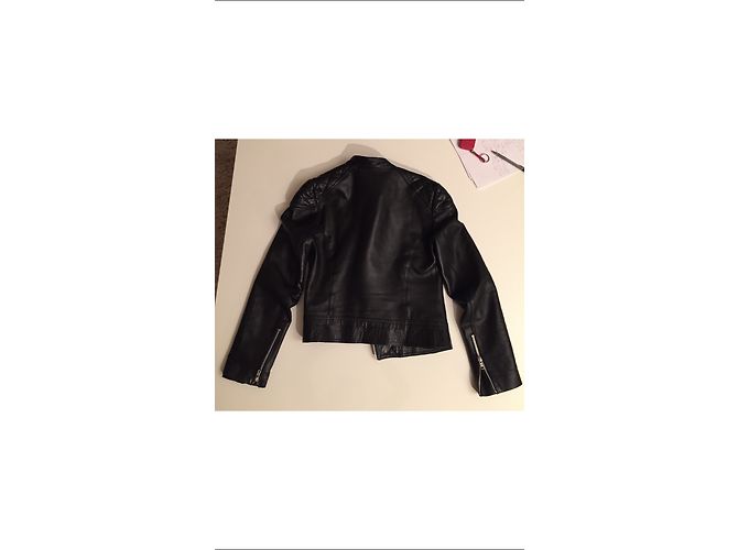 Autre Marque Aqua Leather Steppjacke Leder Bikerjacke Schwarz Grösse 38 - Ansicht 4