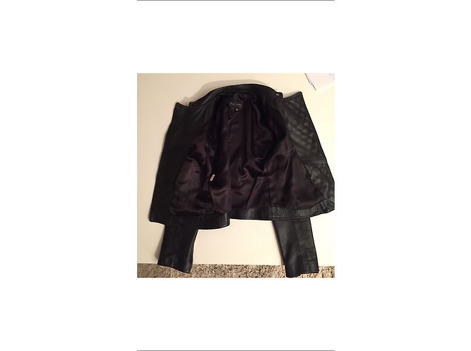 Autre Marque Aqua Leather Steppjacke Leder Bikerjacke Schwarz Grösse 38 - Ansicht 5