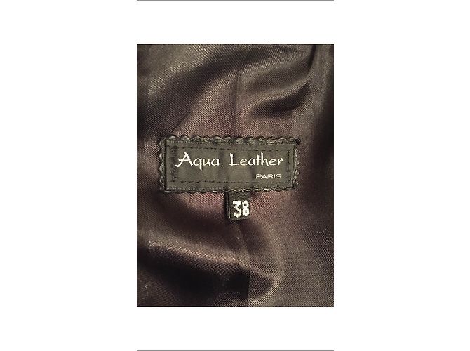 Autre Marque Aqua Leather Steppjacke Leder Bikerjacke Schwarz Grösse 38 - Ansicht 7