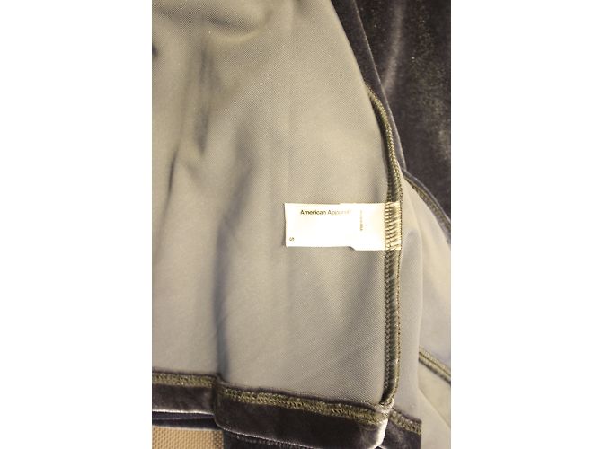 American Apparel Skater Kleid Grau Samt - Ansicht 4