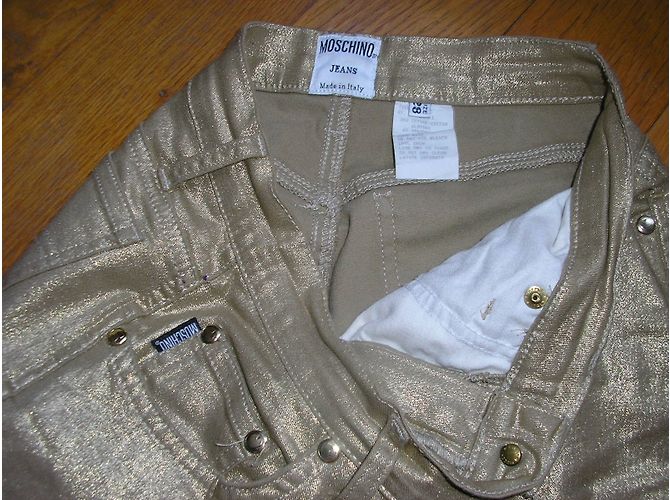 Vaqueros Moschino Rectos de Tiro Alto Dorados Algodón - vista 3