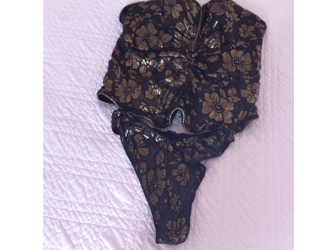 Set Bustier e Slip La Perla Nero e Oro Metallizzato Metallico - vista 3