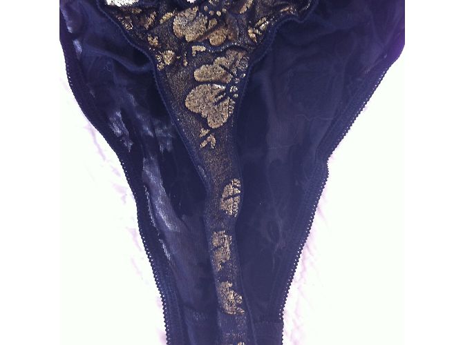 Set Bustier e Slip La Perla Nero e Oro Metallizzato Metallico - vista 5