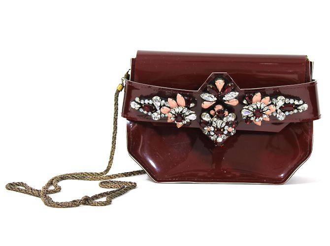 Mini bolsa Shourouk vinho em plástico e strass Bordeaux - Ansicht 3
