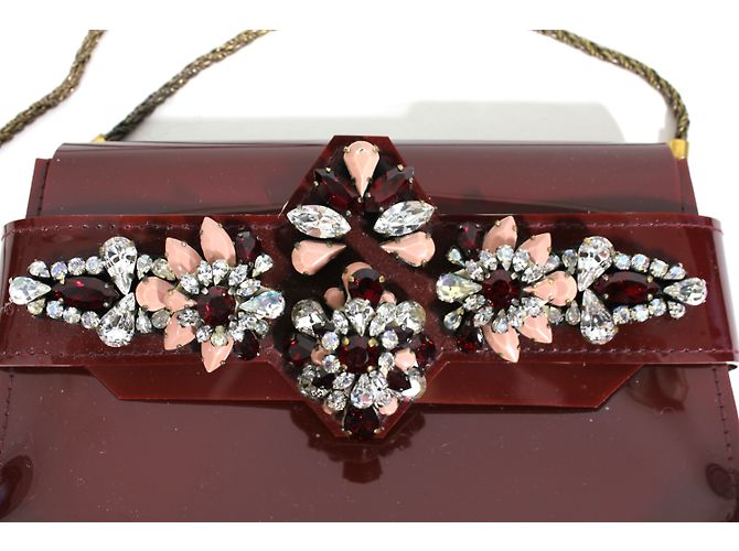 Mini bolsa Shourouk vinho em plástico e strass Bordeaux - Ansicht 4