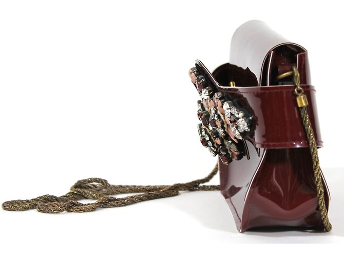 Mini bolsa Shourouk vinho em plástico e strass Bordeaux - Ansicht 5