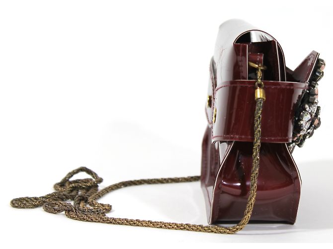Mini bolsa Shourouk vinho em plástico e strass Bordeaux - Ansicht 6