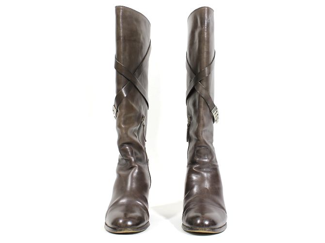 Bottes Cavalières SARTORE En Cuir Marron Taille 38,5 - Très Bon état, Talon 4 Cm