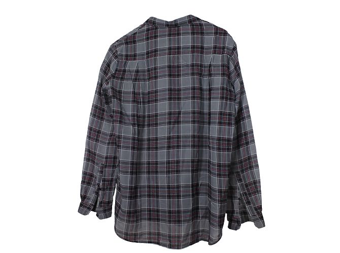 The Kooples Camisa de cuadros de algodón Gris Blanco Negro Rojo - vista 3