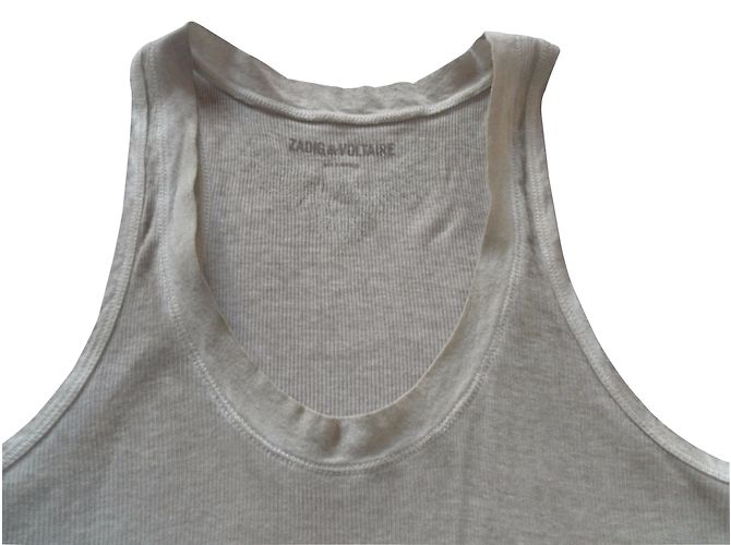 Top Zadig & Voltaire de algodón beige con estampado de plumas de ángel - vista 2