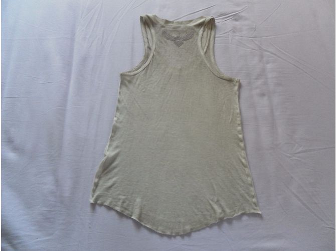 Top Zadig & Voltaire de algodón beige con estampado de plumas de ángel - vista 4