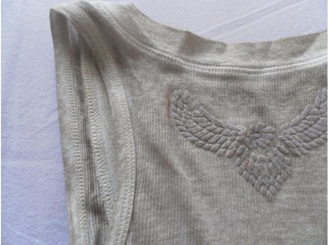 Top Zadig & Voltaire de algodón beige con estampado de plumas de ángel - vista 5