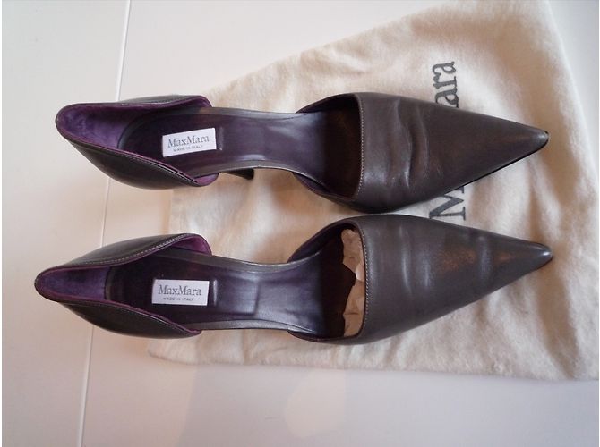 Max Mara Pumps aus Leder Grau 38 - Ansicht 2