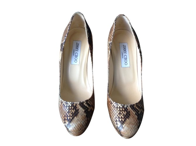 Jimmy Choo Python Print Exotic Leather High Heels 37.5 Python drucken - Ansicht 2