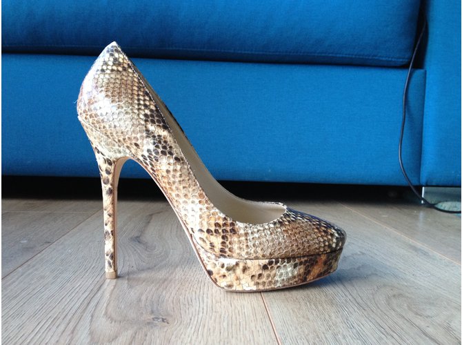 Jimmy Choo Python Print Exotic Leather High Heels 37.5 Python drucken - Ansicht 3
