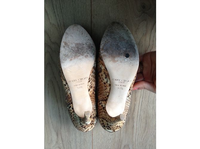 Jimmy Choo Python Print Exotic Leather High Heels 37.5 Python drucken - Ansicht 5