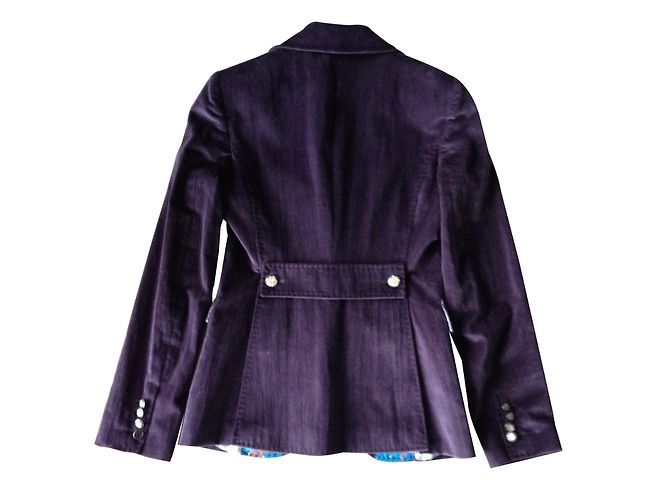 Blazer Dolce & Gabbana de seda y algodón efecto terciopelo ciruela - vista 2