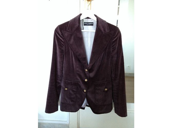 Blazer Dolce & Gabbana de seda y algodón efecto terciopelo ciruela - vista 3