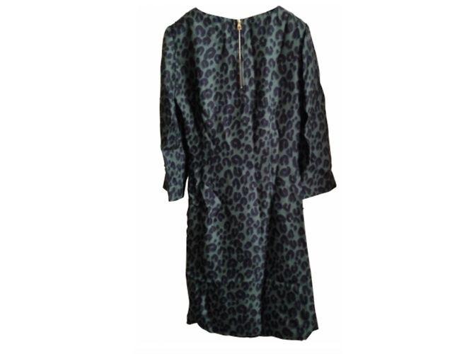 Louis Vuitton Vestido de seda estampado leopardo Stephen Sprouse Verde - vista 2