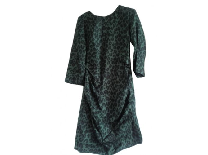 Louis Vuitton Vestido de seda estampado leopardo Stephen Sprouse Verde - vista 3