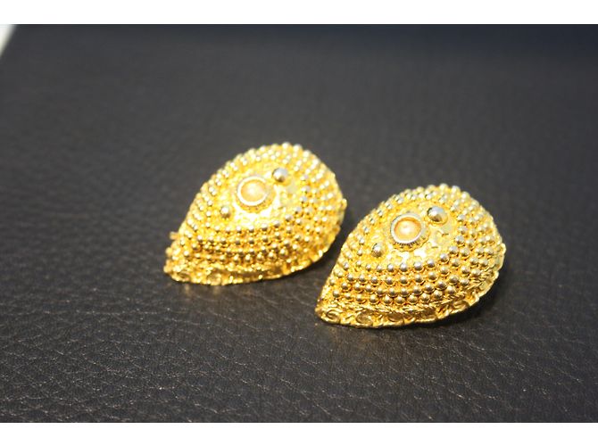 Autre Marque Orecchini clip a forma di pera dorati D'oro - vista 7