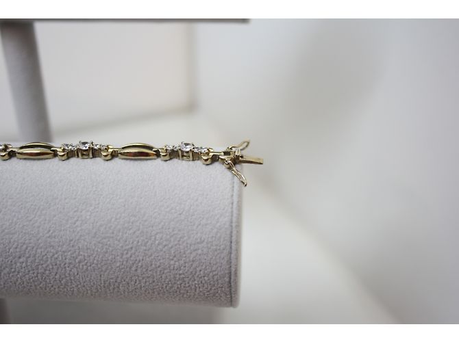Autre Marque Bracciale Art Déco in Argento con Zirconi e Chiusura a Scarabeo - vista 5