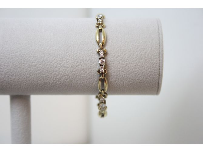 Autre Marque Bracciale Art Déco in Argento con Zirconi e Chiusura a Scarabeo - vista 7