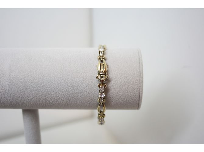 Autre Marque Bracciale Art Déco in Argento con Zirconi e Chiusura a Scarabeo - vista 8