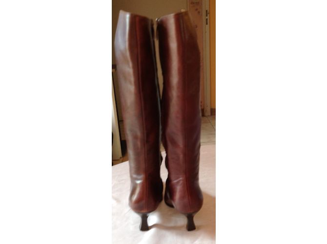Botas Sergio Rossi de cuero marrón Castaño - vista 3
