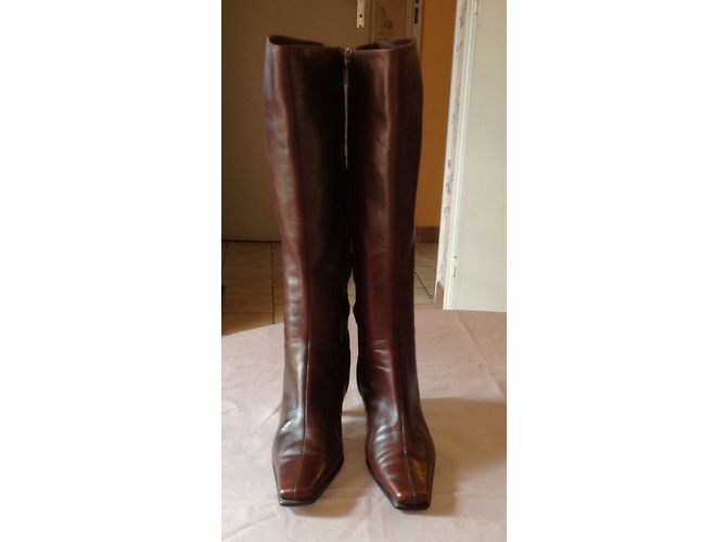 Botas Sergio Rossi de cuero marrón Castaño - vista 6