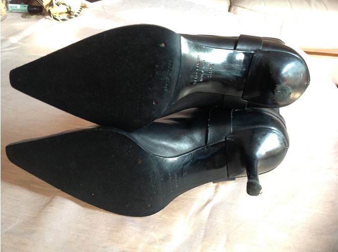 Botas Sergio Rossi de cuero negro con tacón alto - vista 3