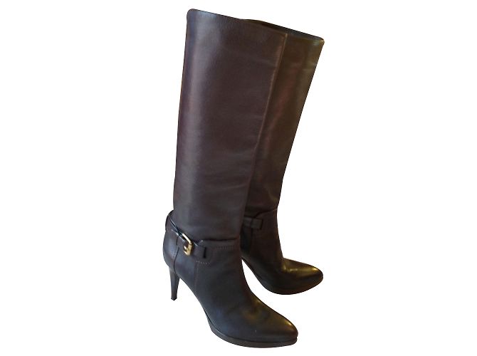 Botas Sergio Rossi de piel de becerro marrón Castaño - vista 2