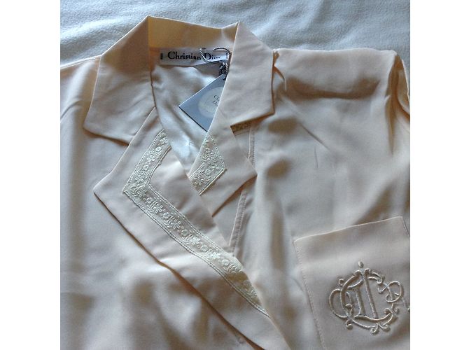 Conjunto de Camisón y Albornoz Christian Dior de Seda Blanco - vista 5