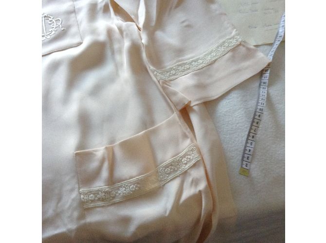 Conjunto de Camisón y Albornoz Christian Dior de Seda Blanco - vista 7