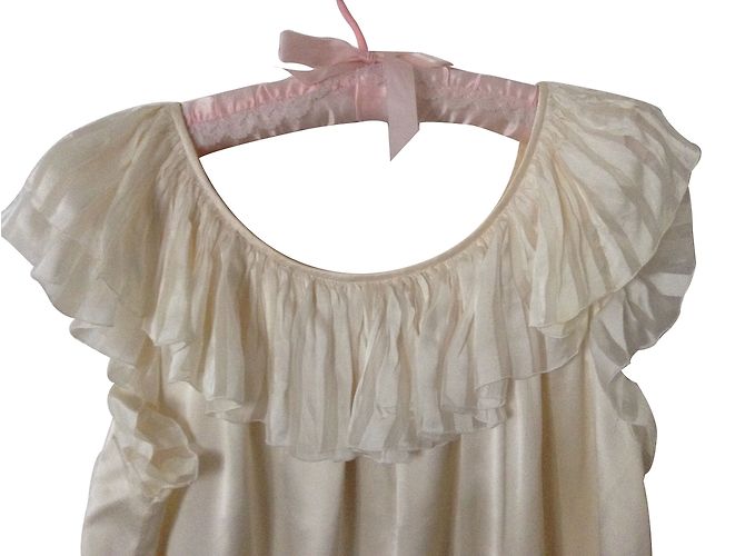 Camicia da notte lunga Christian Dior in seta bianca Bianco - vista 2