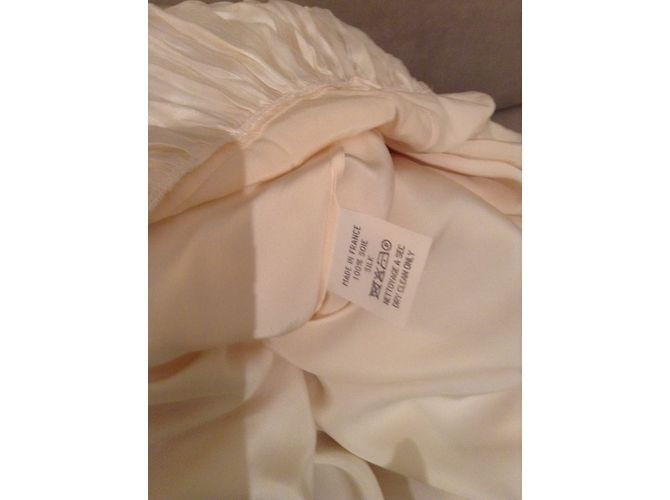 Camicia da notte lunga Christian Dior in seta bianca Bianco - vista 5