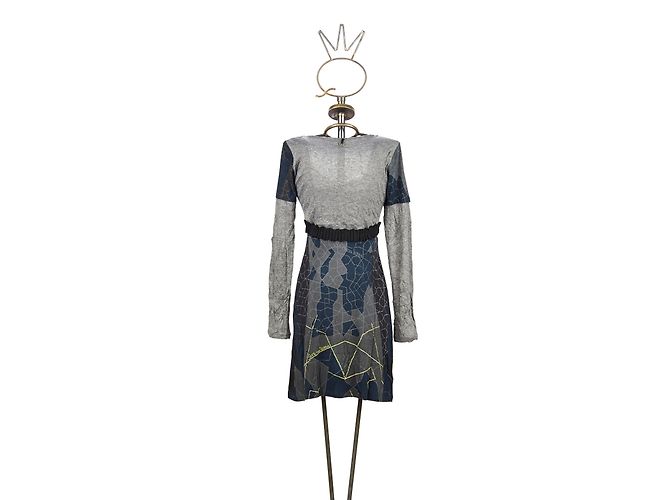 Autre Marque Vestido estampado Save the Queen de viscosa azul - vista 2