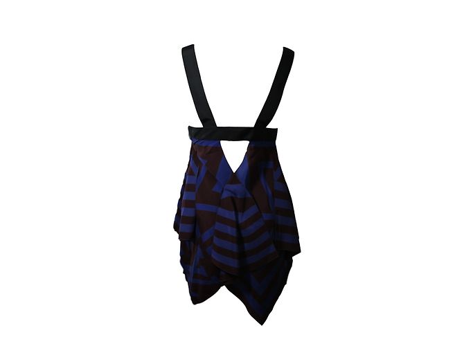 Abito Louis Vuitton in seta marrone e blu - vista 2