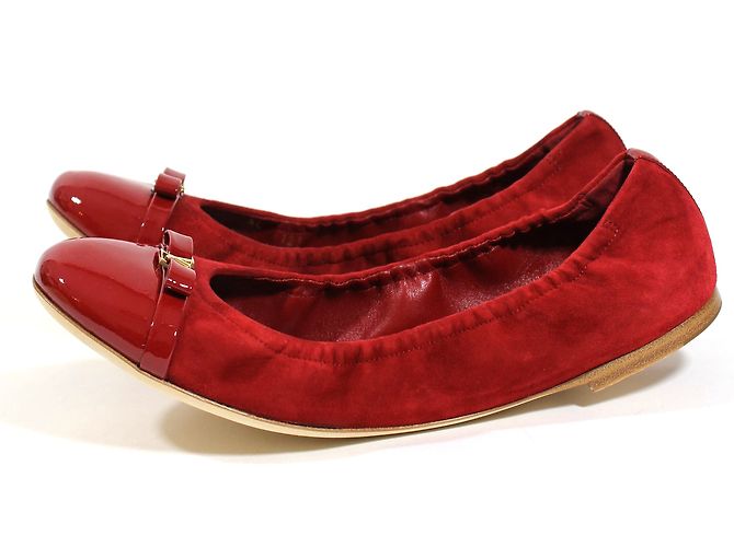 Louis Vuitton Bailarinas de gamuza y charol rojo Roja - vista 2