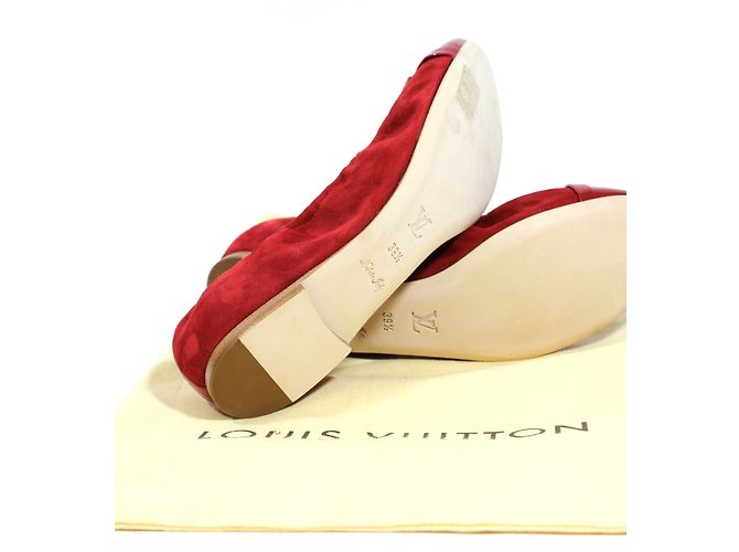 Louis Vuitton Bailarinas de gamuza y charol rojo Roja - vista 3