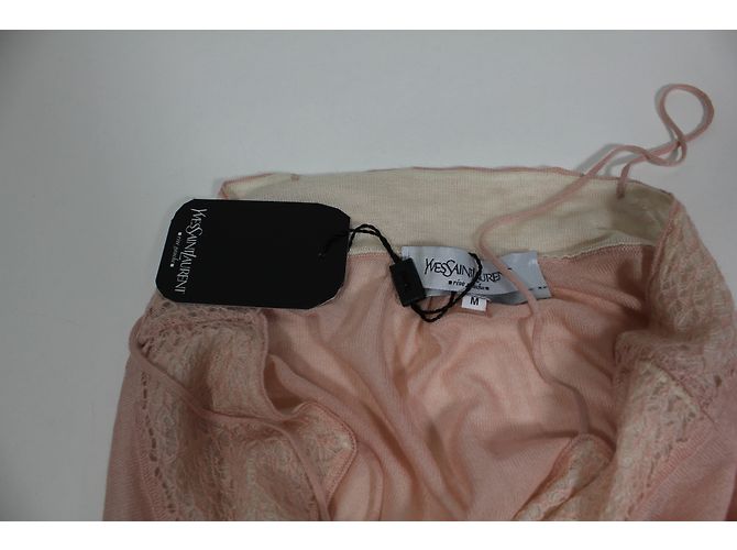 Top Yves Saint Laurent in seta e cashmere rosa - vista 3