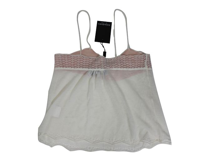 Top Yves Saint Laurent in seta e cashmere bianco - vista 2
