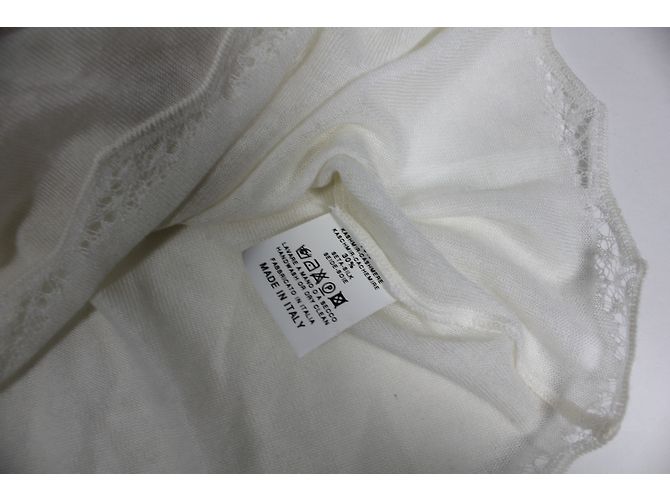 Top Yves Saint Laurent in seta e cashmere bianco - vista 4