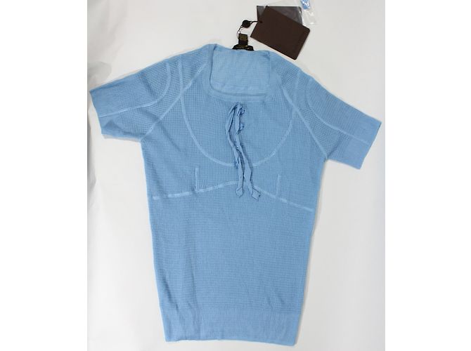 Top de malla de seda azul Louis Vuitton - vista 4