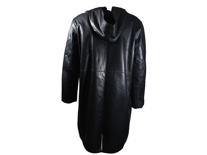Abrigo Jil Sander de piel con capucha azul noche - vista 5